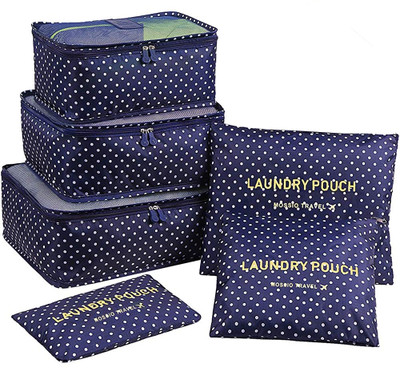 Luxula 6 PCS Luggage Laundry Cloth Packing Storage Suitcase Cube Bag Set Organizer Travel Toiletry Kit(Blue)