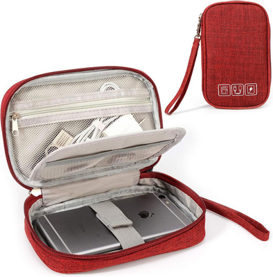 HOUSE OF QUIRK Universal Cable Organizer Electronics Accessories Bag-19LX12.5WX3.5H Cm(Maroon)