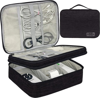 Grilazza Double Layer Digital Electronics Accessories Travel Gadget Carry Bag Organizer(Black)