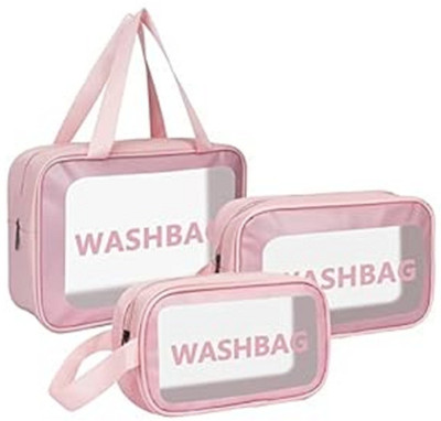 mrquee Shital 3 PCS Cosmetic Bag Pouch Transparent Pvc Travel Toiletry Makeup Wash Bag(Multicolor)