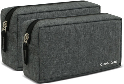 Cranique Charger Pouch Gadget Bag Travel Organizer Pouch for Cable, Hard Disk -QP2-Pack-2(Grey)