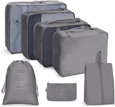 Eopzo Travel organizer 7 in 1 Packing Cube For Travel Space Saver Laundry Cosmetics(Grey)