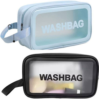 The Stitch Tale Transparent Waterproof Travel Organizer Wash Bag | Toiletry & Makeup Pouch(Blue, Black)