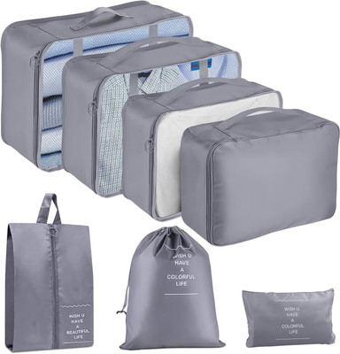 Gadhiyashopping 7 set Luggage Packing Cubes Organizer Carry Suitcase Clothes Travel Toiletry Kit(Grey)