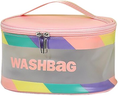 HOUSE OF QUIRK Wash Make Up Bag Waterproof Cosmetic Bag, Portable Carry Pouch-21x15.5x12.3 Cm(Pink)