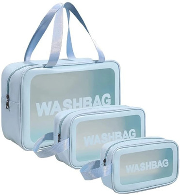 STYLLA FASHION APOPHIS 3 PCS Cosmetic Bag Pouch Transparent Pvc Travel Toiletry Makeup Wash Bag(Blue)