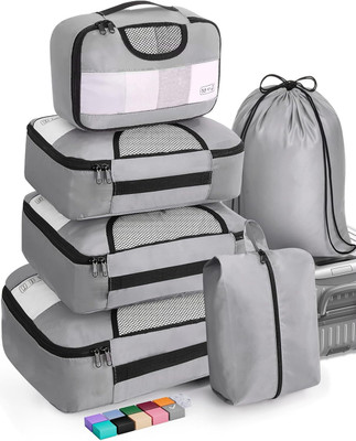 ZULAT 6 Set of Various Size Packing Cubes for Travel, Suitcase Organizer Bags Travel Toiletry Kit(Grey)