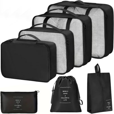 JHWOQU Premium 7pcs Set Travel Organizer Packing Cubes(Black)