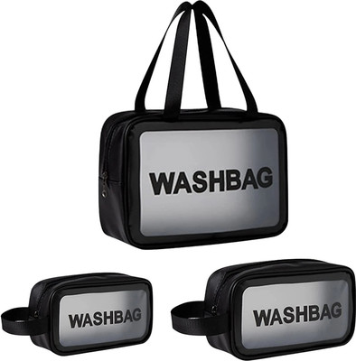 Lumous Wash Bag Clear Toiletry Bag, Makeup Bag Waterproof for Traveling Women and Girls Travel Toiletry Kit(Black)