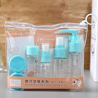 ELIE INDIA Multipurpose 7pcs Portable Travel Cosmetics Container Plastic Bottle Set(Multicolor)