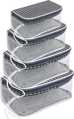STORITE Set of 4 Multipurpose Transparent Travel Pouch(Black)