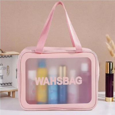 Casahug PVC Zipper Cosmetic Travel Toiletry Makeup Wash Bag Organizer Carry Pouch Travel Toiletry Kit(Pink)