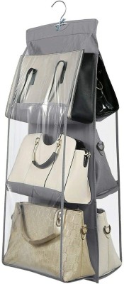 AWICKTIK Hanging Storage Bag Wardrobe Closet for Purse Clutch with 6 Pockets (Non Woven) Handbag Organizer