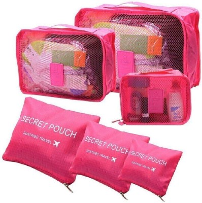 SHUANG YOU Packing Cubes Set Travel Garment Storage Bag Clothes Bag(Pink)