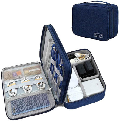 HANDCUFFS Double Layer Electronic Gadget Organizer Case(Blue)