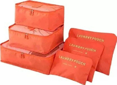 SHUANG YOU Packing Cubes Travel Pouch Bag Suitcase Luggage Organiser Set of 6(Orange)