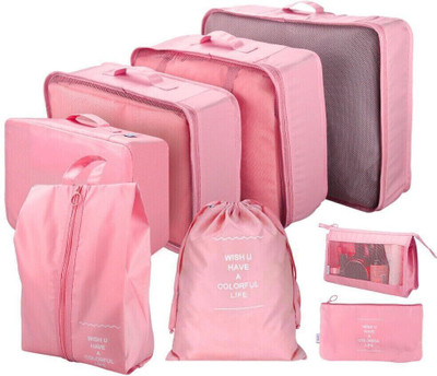 Eopzo 8 Pcs Travel Organizer Pouch Packing Cubes for Travel Clothes Space Savers Bags(Pink)