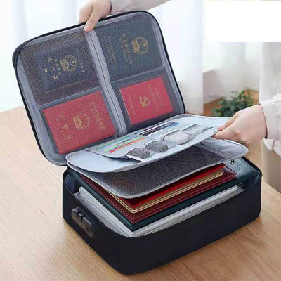 Grilazza Zipper Travel Document File Organizer Multiple Folder Bag with Safety Code Lock Travel Organizer(Set Of 1, Black)