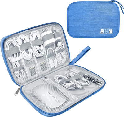 Aepigo Single Leyar Electronic Gadget Organizer Case,Tech Kit Accessories Organizer Bag(Blue)