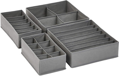 VYORA Set of 4 Foldable Drawer Organizer Undergarment Organizer Box Travel Organizer(Grey)