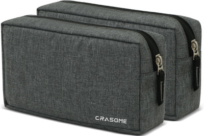 CRASOME Travel Organizer Pouch, Gadget Pouch for Charger, Cables, Hard Disk – CP2-Pack2(Grey)