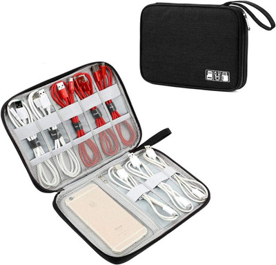 Aepigo Single Leyar Electronic Gadget Organizer Case,Tech Kit Accessories Organizer Bag(Black)