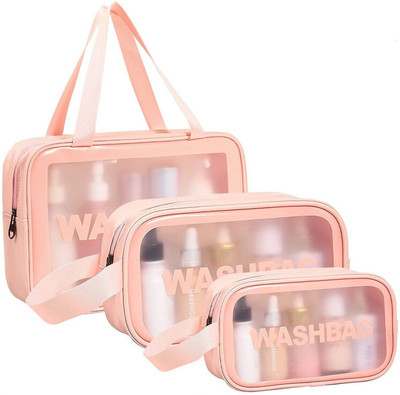 SPARKLESS Travel Washbag Set for Makeup & Grooming(Pink)