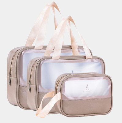 Aibzi Premium 3-in-1 Wash Bag Collection for Every Look Travel Toiletry Kit(Grey)