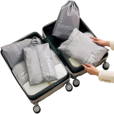 HOUSE OF QUIRK 6pcs Set Travel Organizer Packing Cubes Lightweight Travel Luggage Organizers(Grey)