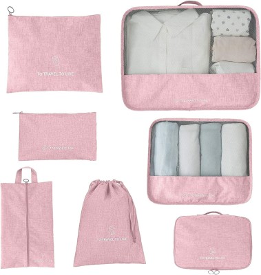 HOUSE OF QUIRK 7 Set Packing Cubes For Suitcases Travel Luggage Organizers Travel Accessories(Pink)