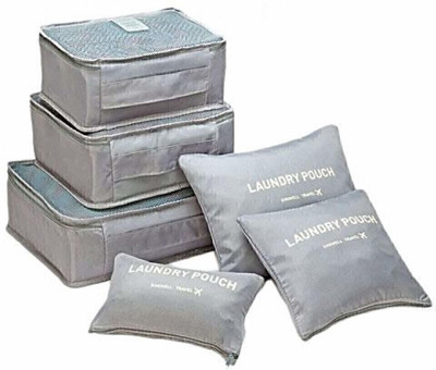 KEETLY Set of 6 Packing Cube Travel Organizer Cubes Space Savers Bags Cosmetics(Grey)