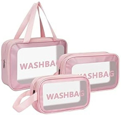 Stircraft Shital 3 PCS Cosmetic Bag Pouch Transparent Pvc Travel Toiletry Makeup Wash Bag Travel Toiletry Kit(Multicolor)