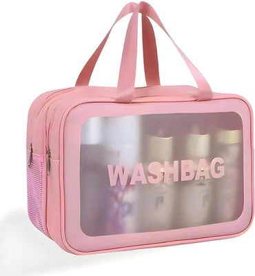 Flywind Washbag Dual Compartment Makeup Organiser Pouch Cosmetic Bag Travel Toiletry(Pink)