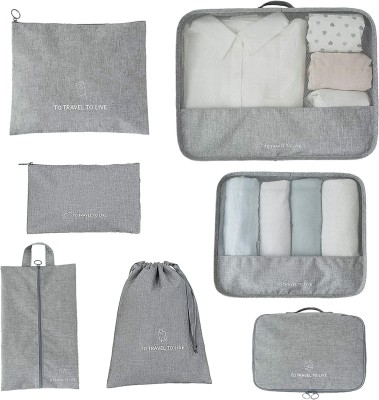 HOUSE OF QUIRK 7 Set Packing Cubes For Suitcases Travel Luggage Organizers Travel Accessories(Grey)