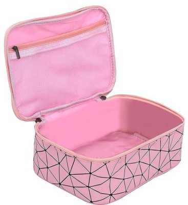 Rossella PVC Double Layer Waterproof PU Cosmetics Travel Makeup Bag with Double Zipper Cosmetic Bag