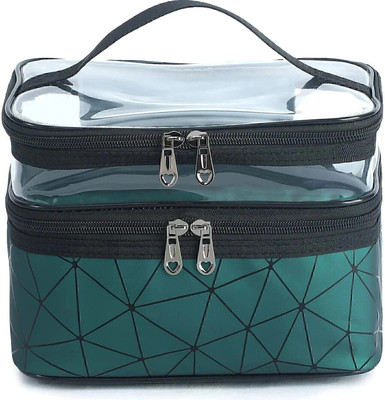 AASAISH Makeup Bag Travel Large Cosmetic Bag, Double Layer Portable Makeup Organizer(Green)