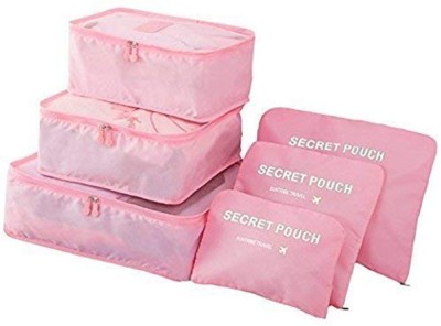 SHUANG YOU Packing Cubes Travel Pouch Bag Suitcase Luggage Organiser Set of 6(Pink)