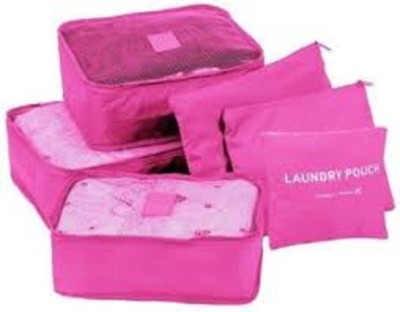 Kanha Set of 6 Travel Pouches Bag Organizer Packing Cubes Travel(Pink)