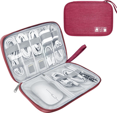 Aepigo Single Leyar Electronic Gadget Organizer Case,Tech Kit Accessories Organizer Bag(Maroon)