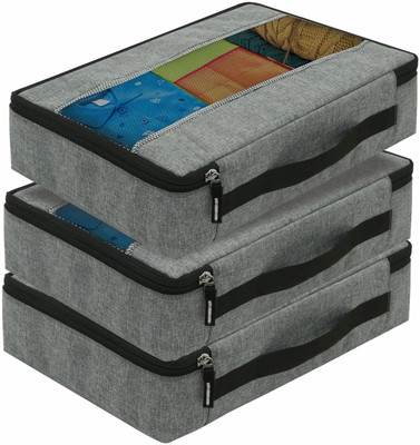 Le Corpus Set of 3 Travel Packing Cubes | Clothes Storage & Wardrobe Organizer Bags(Grey)