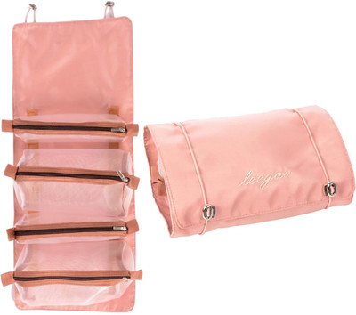 The Stitch Tale 4 in 1 Hanging Roll-Up Foldable Portable Detachable cosmetic Makeup Toiletry Bag(Pink)