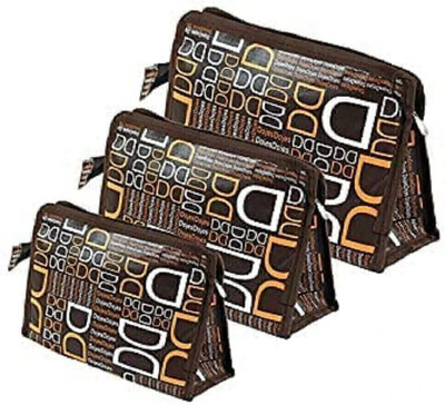 Flywind Set of 3 Synthetic Travel & Cosmetic Pouch for Men & Women(Brown)
