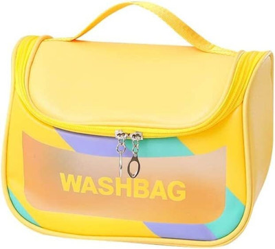 Flywind Waterproof Cosmetic Wash Bag with Handy Handle Large Capacity Cosmetic Bag(Yellow)