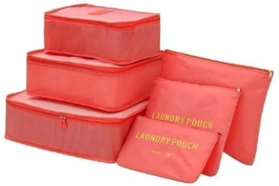 AASAISH Nylon Travel Packing Organizers Bags Set, Packing Cube Bag Storage Luggage 6 Set(Red)
