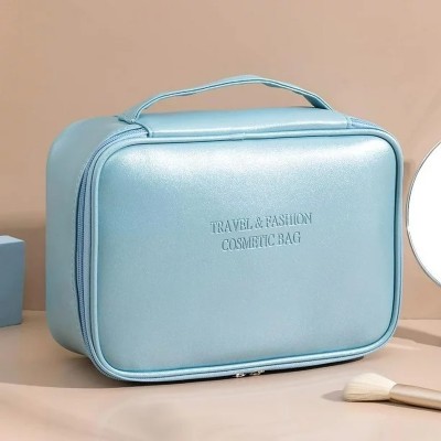 IndiRocks Travel Makeup Bag Waterproof Cosmetic Multifunctional Makeup Organizer-25X18X9cm Travel Toiletry Kit(Blue)