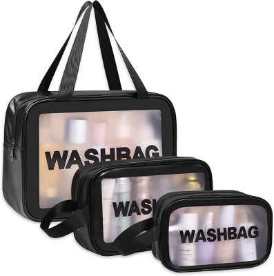Virtuous Cosmetic Bags & Toiletry Storage Waterproof Wash Bag & Grooming Kit (Pink)(Black)