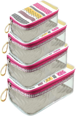 STORITE Set of 4 Multipurpose Transparent Travel Pouch Makeup Toiletry Kit for Women(Multicolor)