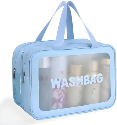 Flywind Washbag Dual Compartment Makeup Organiser Pouch Cosmetic Bag Travel Toiletry(Blue)