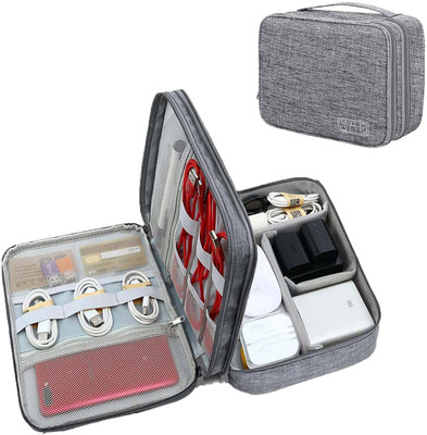 HANDCUFFS Double Layer Electronic Gadget Organizer Case(Grey)