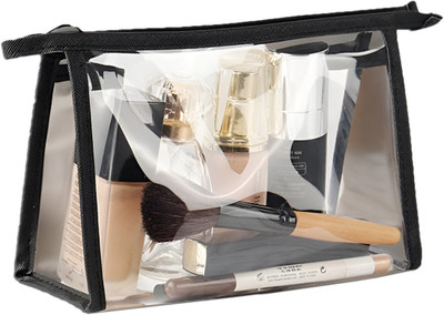 Divyata 1 Pcs - Clear waterproof Makeup, Cosmetic, Stationery, Travel Pouch (Small) Travel Toiletry Kit(Black)